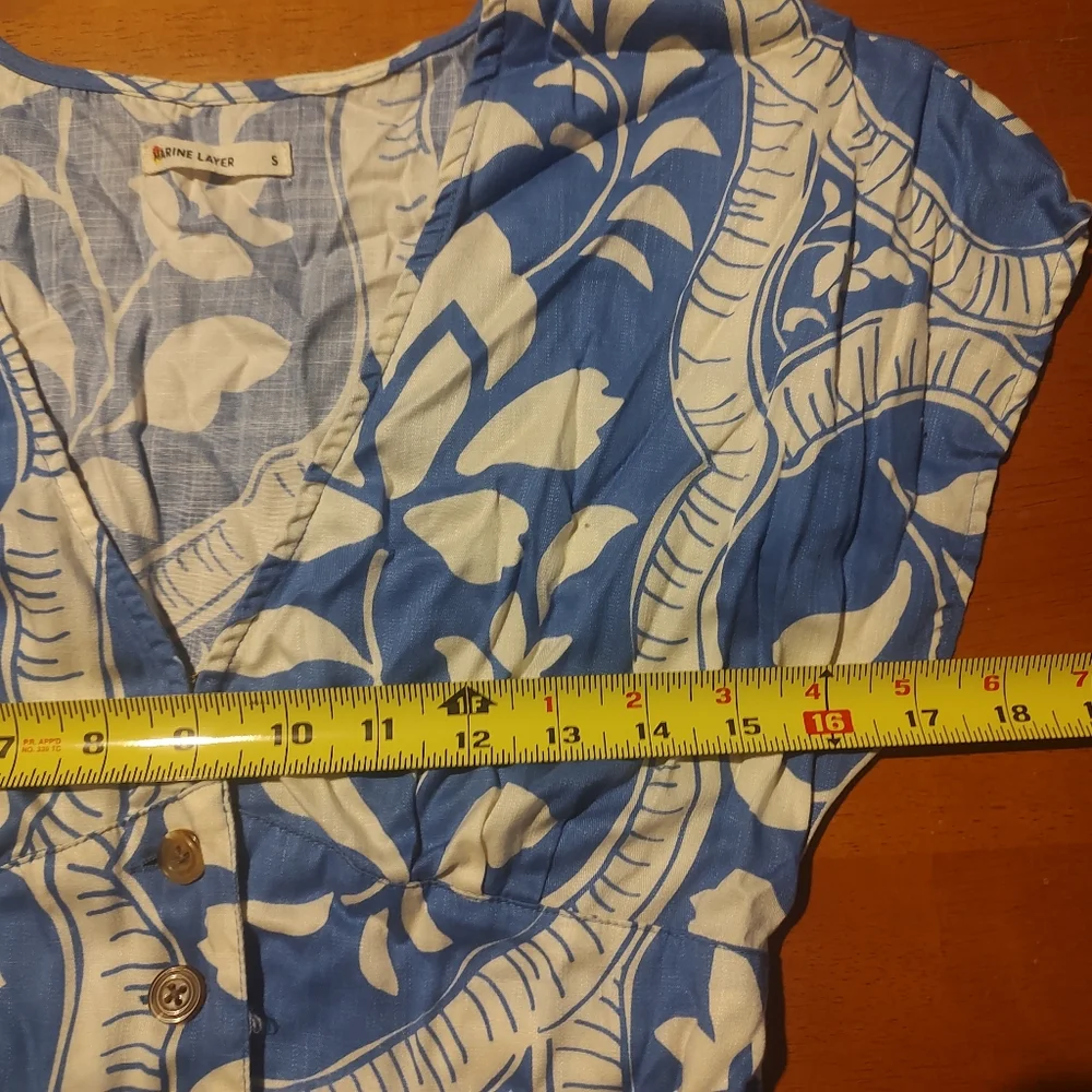 🏵️Marine Layer Floral Blue Button Down Dress - Picture 7 of 9